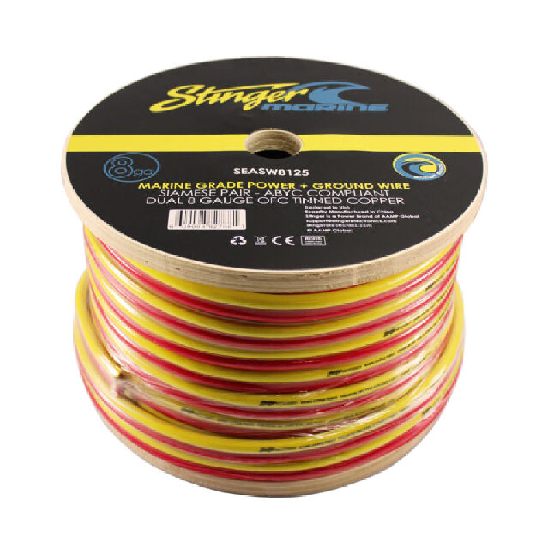 Stinger SEASW8125 125ft. 8GA Marine-grade Amplifier Wire Spools