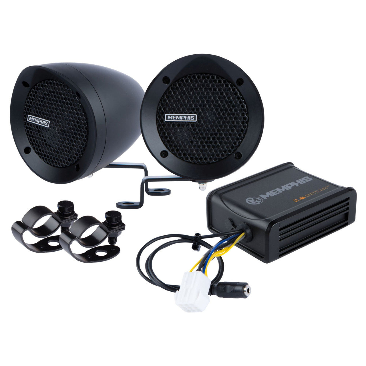 Memphis Audio MXABMB2 Bar Mount 2-Speaker System With Amp, Black