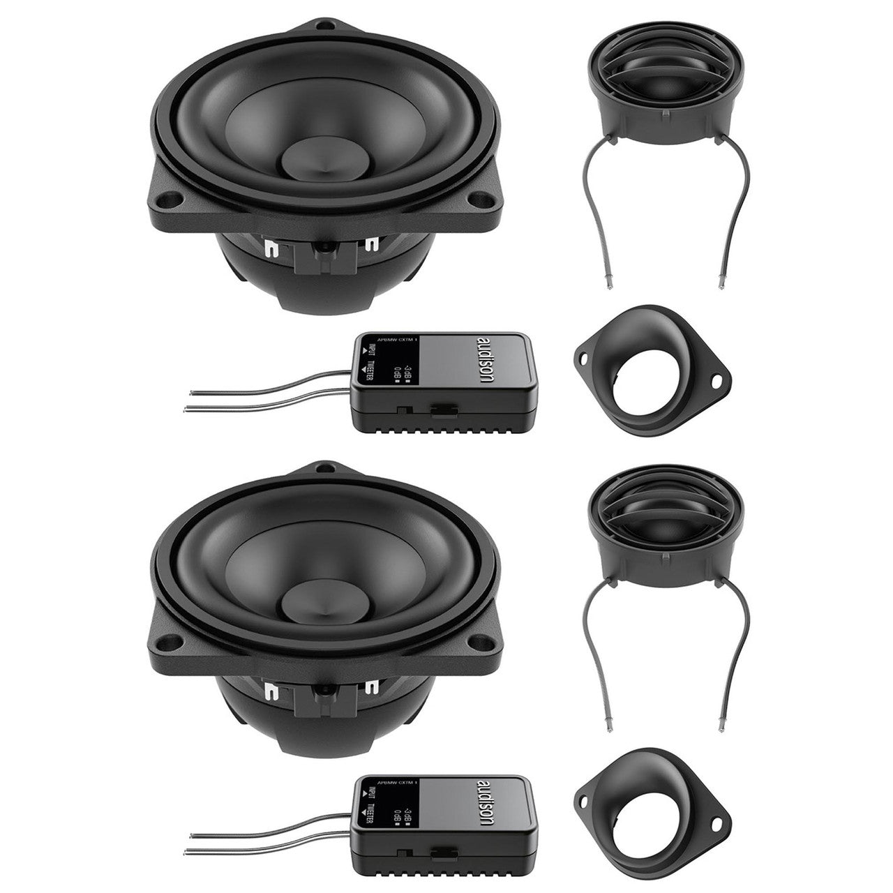 Audison APBMW K4M KIT Prima Series 4 inch (100mm) 2-Way Component Speaker Set TW + MID + ACC SmallBasket