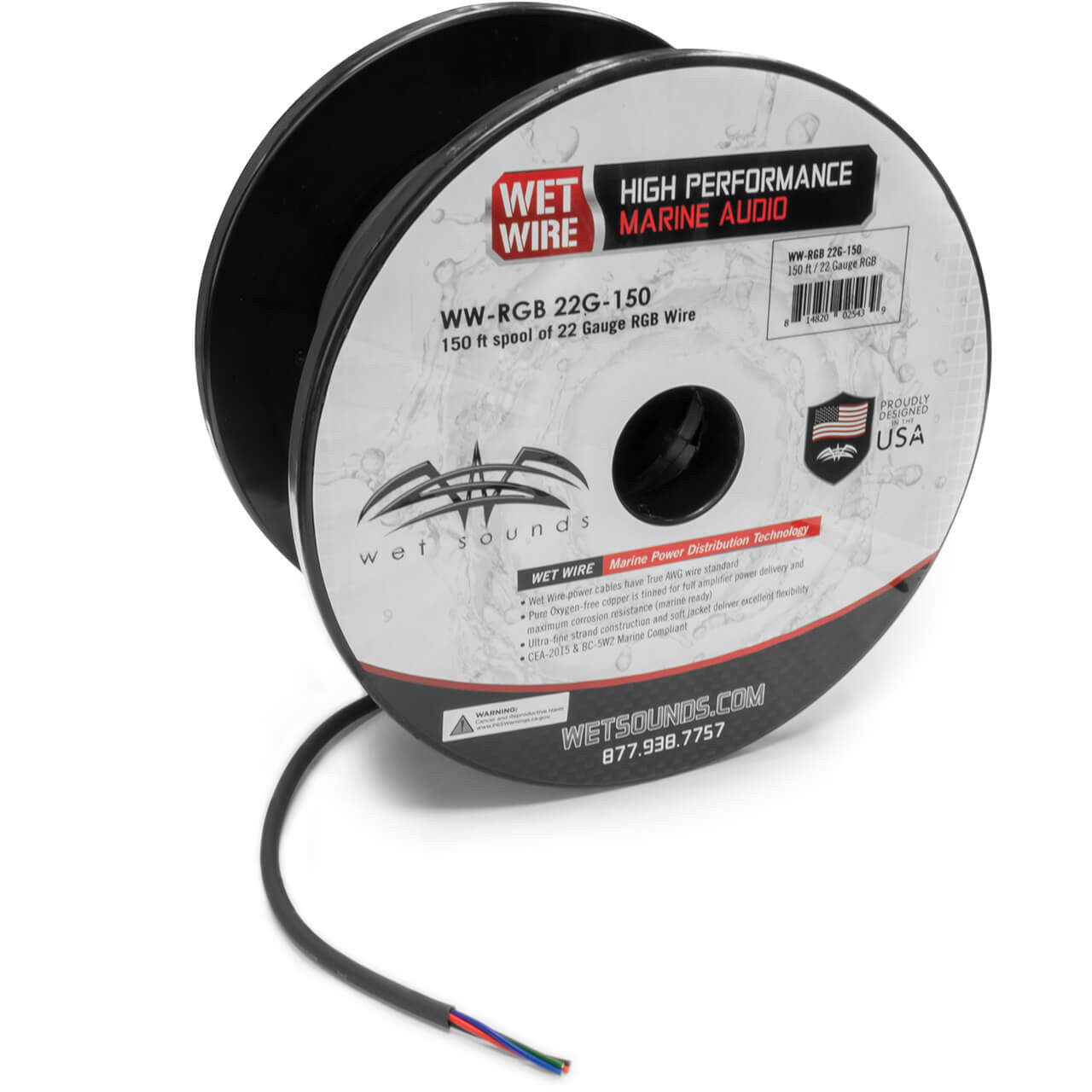 Wet Sounds WWX-RGB 22G-150 Wet Sounds Frosted RGB 22 Gauge 150' Wire Spool - View 1