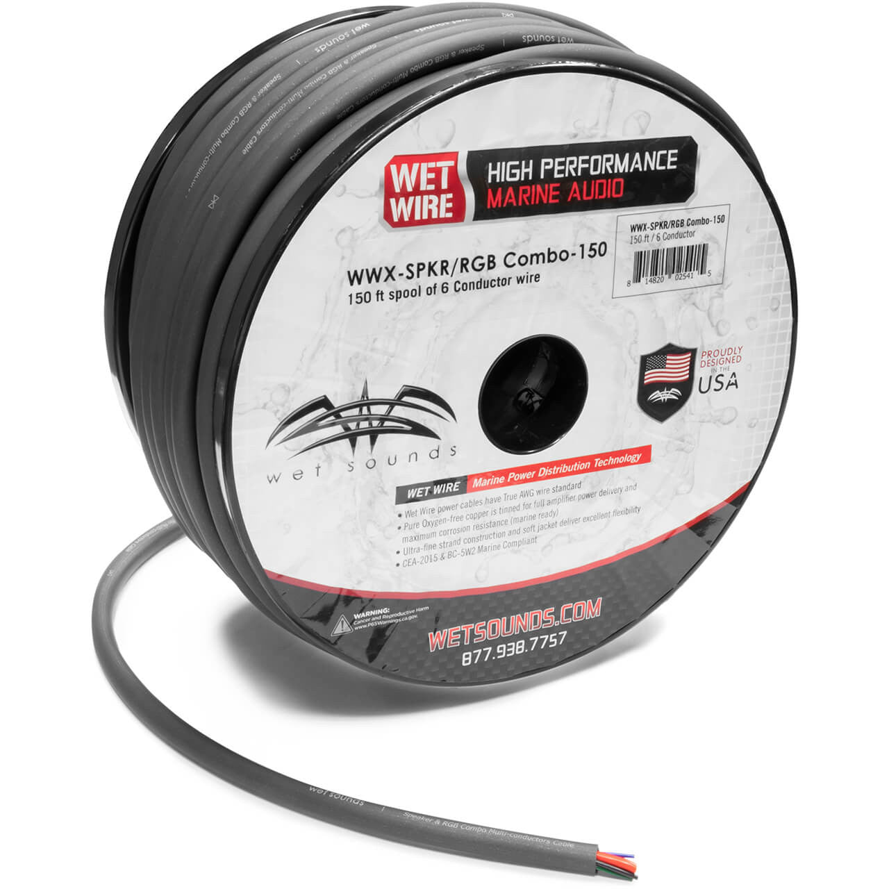 Wet Sounds WWX-SPKR/RGB COMBO-150 Wet Sounds Frosted Speaker/RGB Combo Wire 150' - View 1