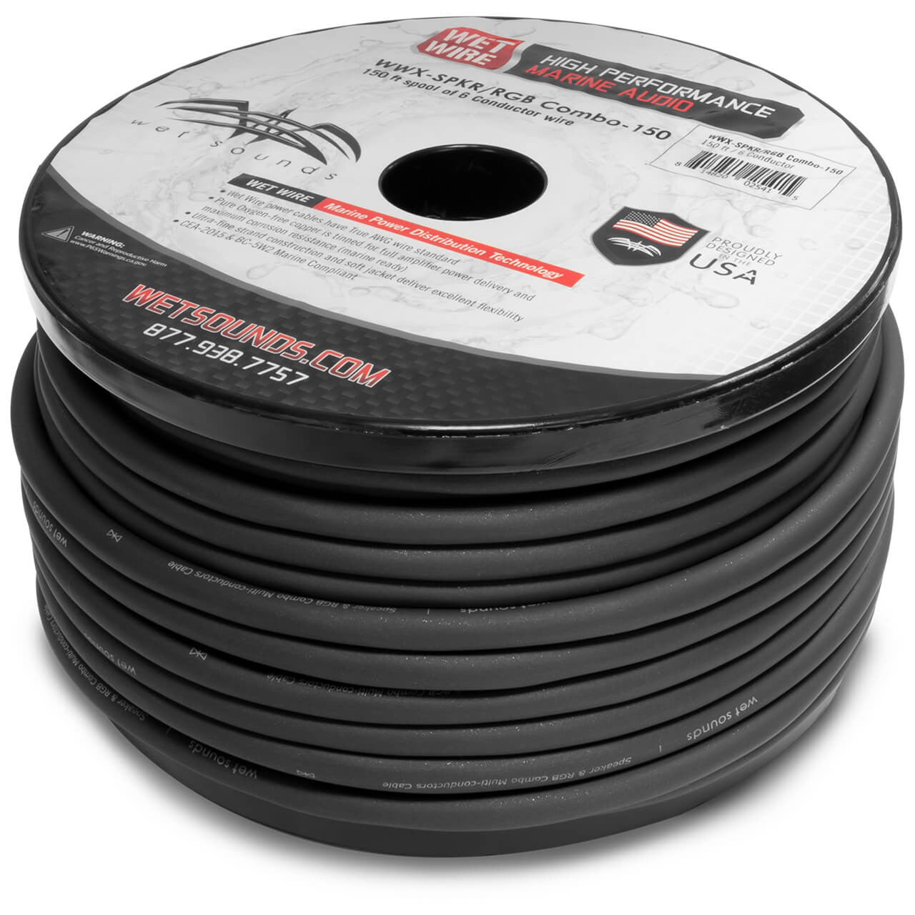 Wet Sounds WWX-SPKR/RGB COMBO-150 Wet Sounds Frosted Speaker/RGB Combo Wire 150' - View 2