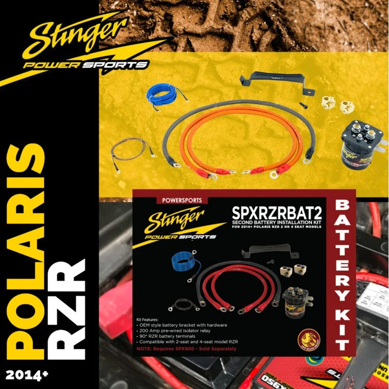 Stinger SPXRZRBAT2 Second Battery Installation Kit for 2014+ Polaris RZR